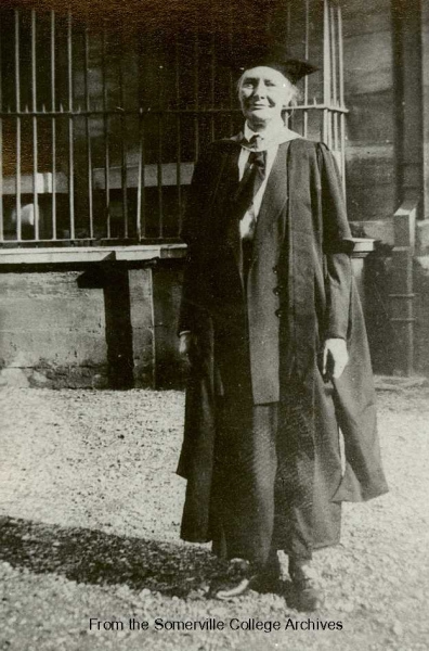 Emily Penrose outside the Sheldonian, 14 October 1920