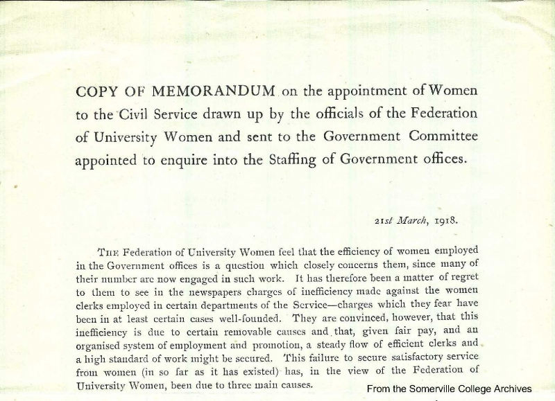 Federation of University Women memorandum